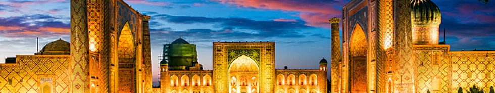 Registan Square Samarkand at night 685 x 282