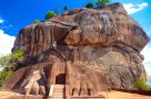 Looking up at the ancient rock fortress, Sigiriya