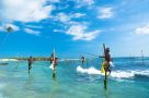 Traditional Sri Lankan fishermen on the coast