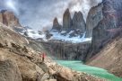 View of Torres del Paine over glacial lake