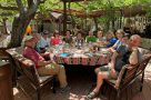 Group relaxing at a cafe