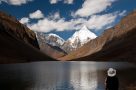 Jichu Drake glacial lake above Chomolhari Base Camp