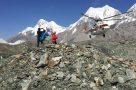 Helicopter transferring trekkers to Karkara.