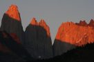 Sunrise over towers of Paine